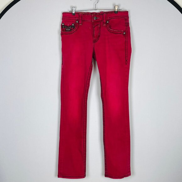 Rock Revival Penn Alternative Straight Flap Jeans Red Mens 32 x 33 Grunge Skater - Picture 4 of 9